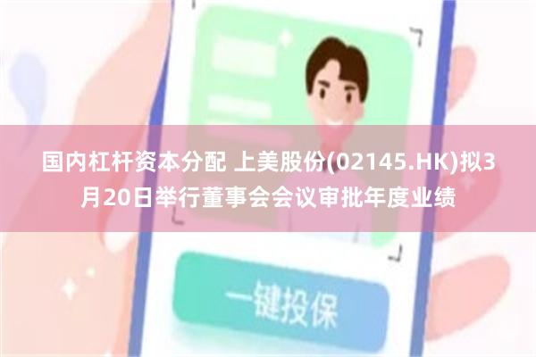 国内杠杆资本分配 上美股份(02145.HK)拟3月20日举行董事会会议审批年度业绩