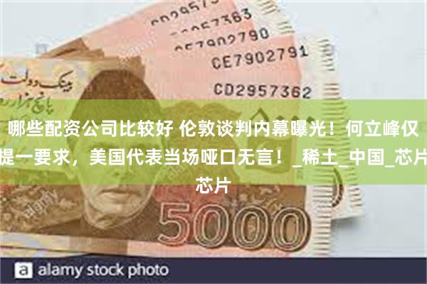 哪些配资公司比较好 伦敦谈判内幕曝光！何立峰仅提一要求，美国代表当场哑口无言！_稀土_中国_芯片